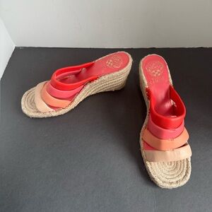 Vince Camuto Molisana Espadrilles Wedge Sandals Womens Size 7.5M Orange/Pink.